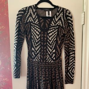 BCBGeneration Brown Print Long-Sleeve Dress